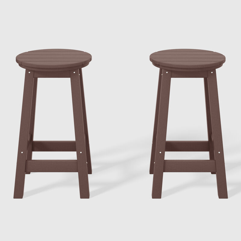 WestinTrends 24" HDPE Outdoor Patio Round Counter Height Bar Stool Set of 2