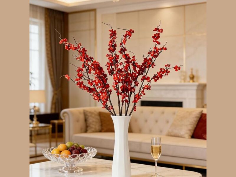 5 Piece Red Artificial Greenery Stems Wedding Centerpiece Decor image number 1