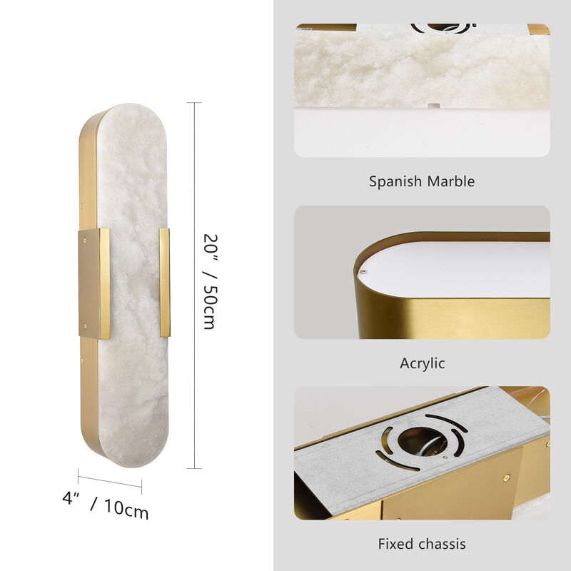 3.5 in. 1-Light LED Wall Sconce with Stone Shade (Set of 2) image number 5