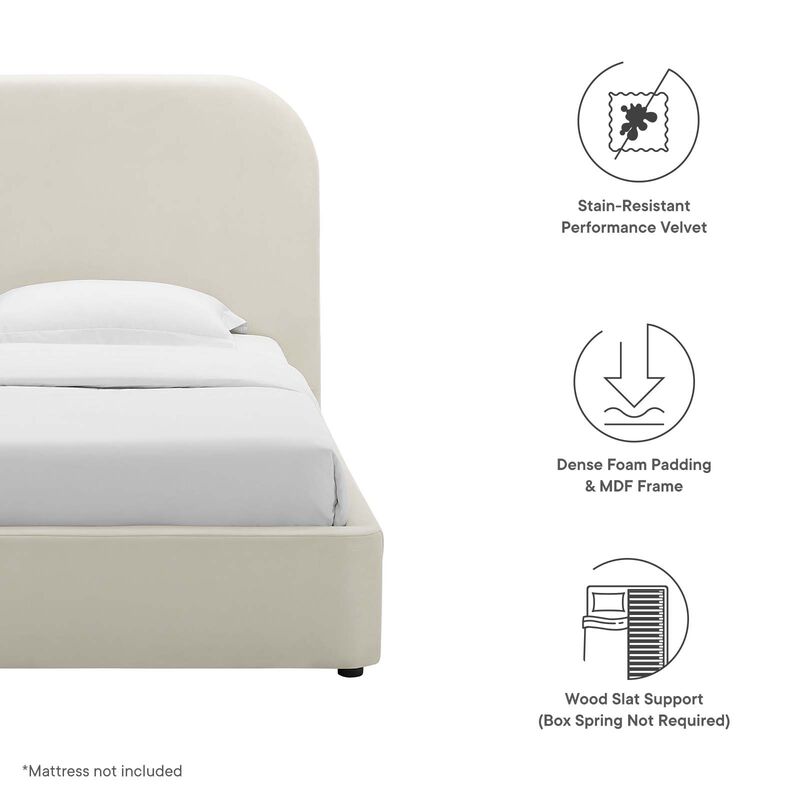 Keynote Performance Velvet Curved Twin Platform Bed image number 7