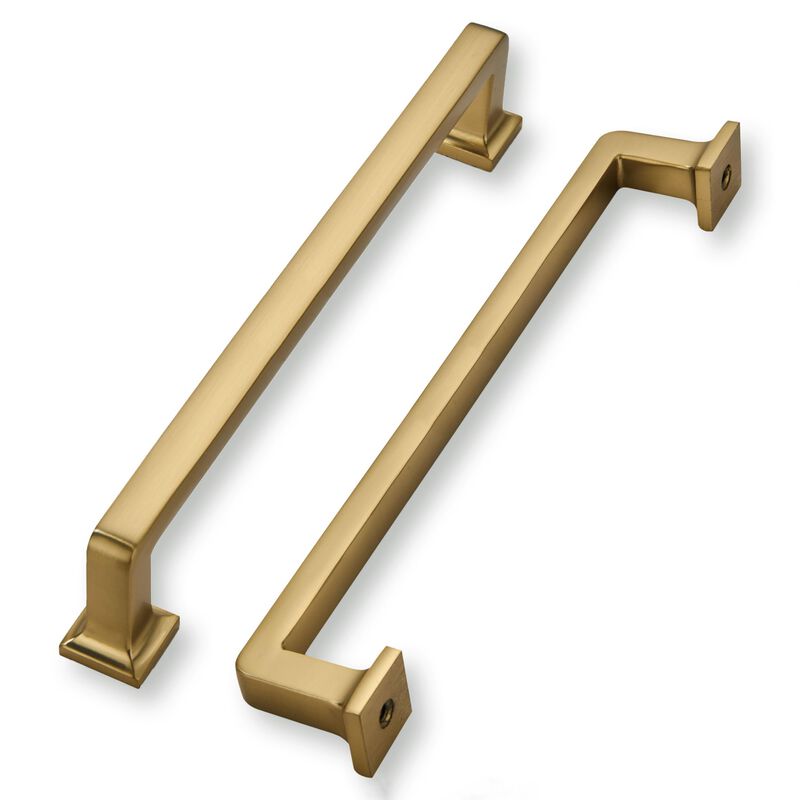 khtumeware 6 Pack Champagne Bronze Cabinet Pulls, 8-3/4 Inch(224mm) Hole Centers Antique Solid Satin Brass Cabinet Handles Kitch