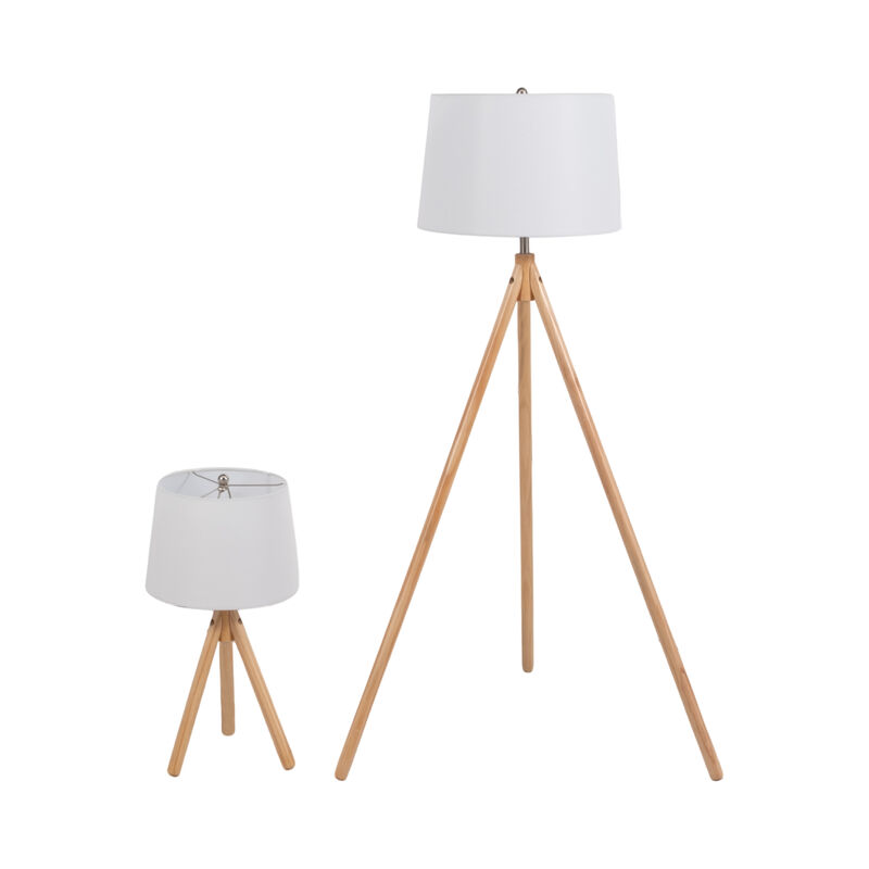 S/2 Wood Tripod Lamps Natural image number 2