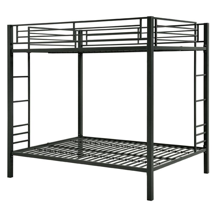 Full over Full size Sturdy Black Metal Bunk Bed