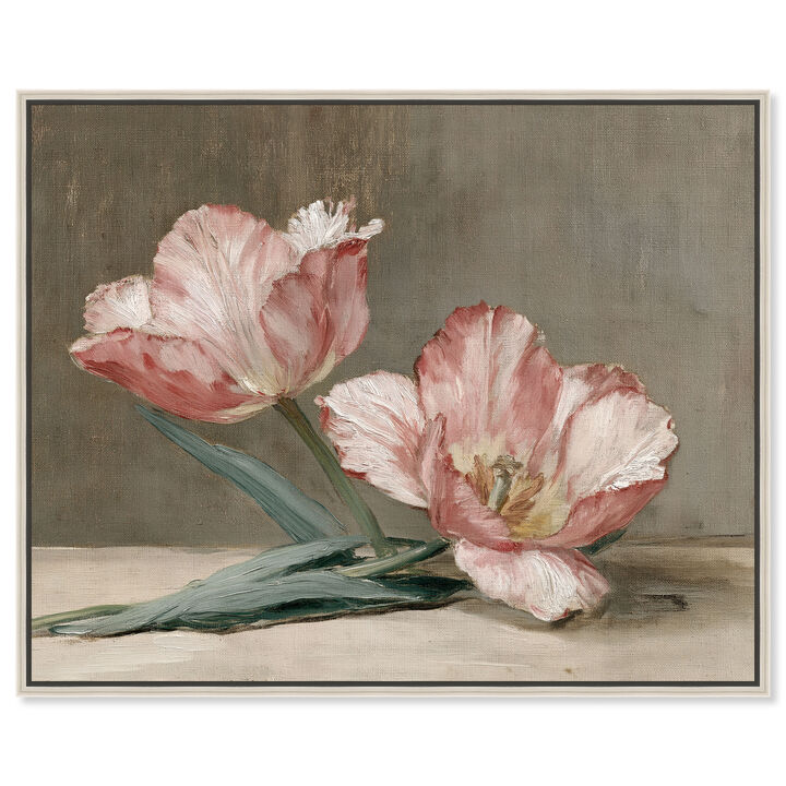 Blushing Tulips Floral and Botanical Canvas Print by Art Remedy
