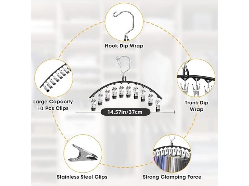 3 Pack Skirt Pants Hangers With Clips, Legging Organizer For Closet Hanging image number 2