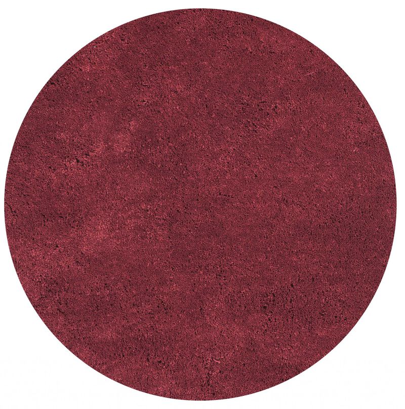 8' Red Round Indoor Shag Rug image number 0