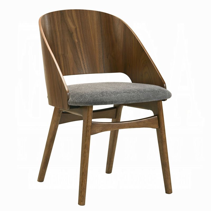 Dio Dining Side Chair Set of 2, Open Cut Curved Back, Walnut Brown image number 0
