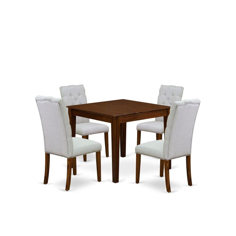 East West Furniture 5 Pc Dining Set Consist of a Square Dining Table and 4 Parson Chairs