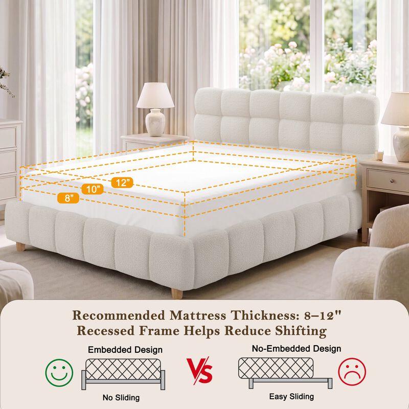 Kler Queen Bed Frame with Upholstered Headboard image number 5