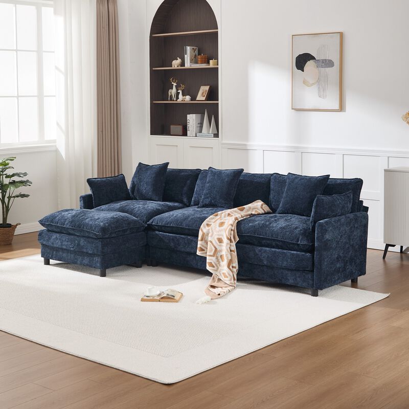 Envelor Modern L-Shaped Modular Chenille Sectional Sofa image number 2