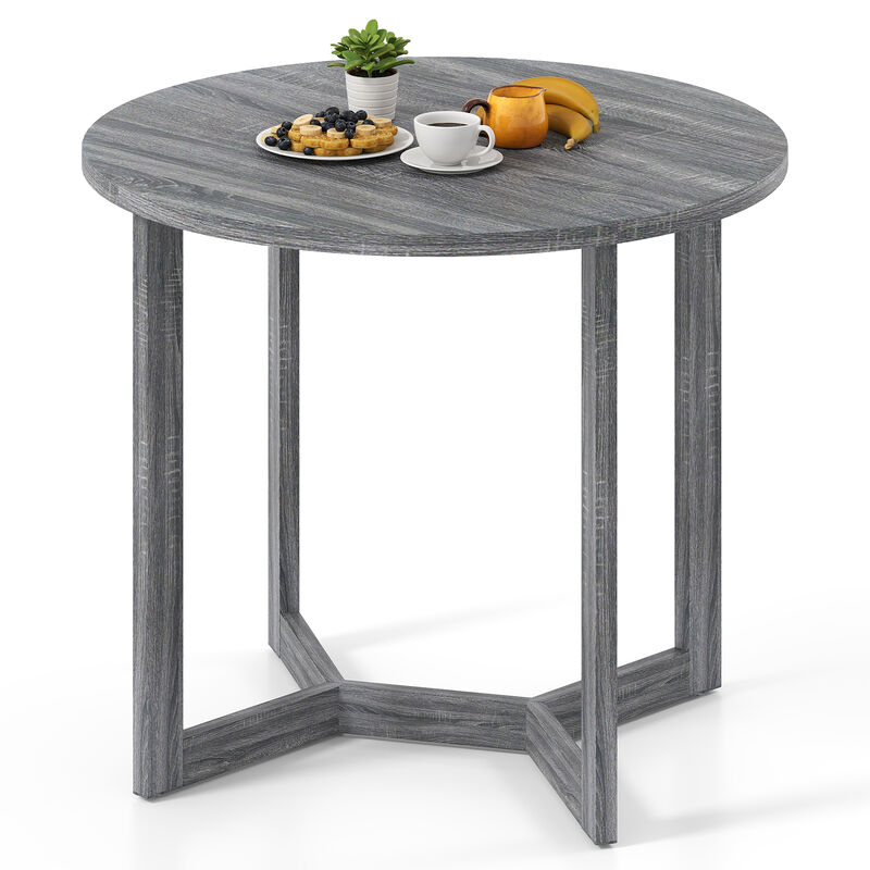 Round Pedestal Dining Table for 2–4 – Wing Base Design and Solid Wood Surface