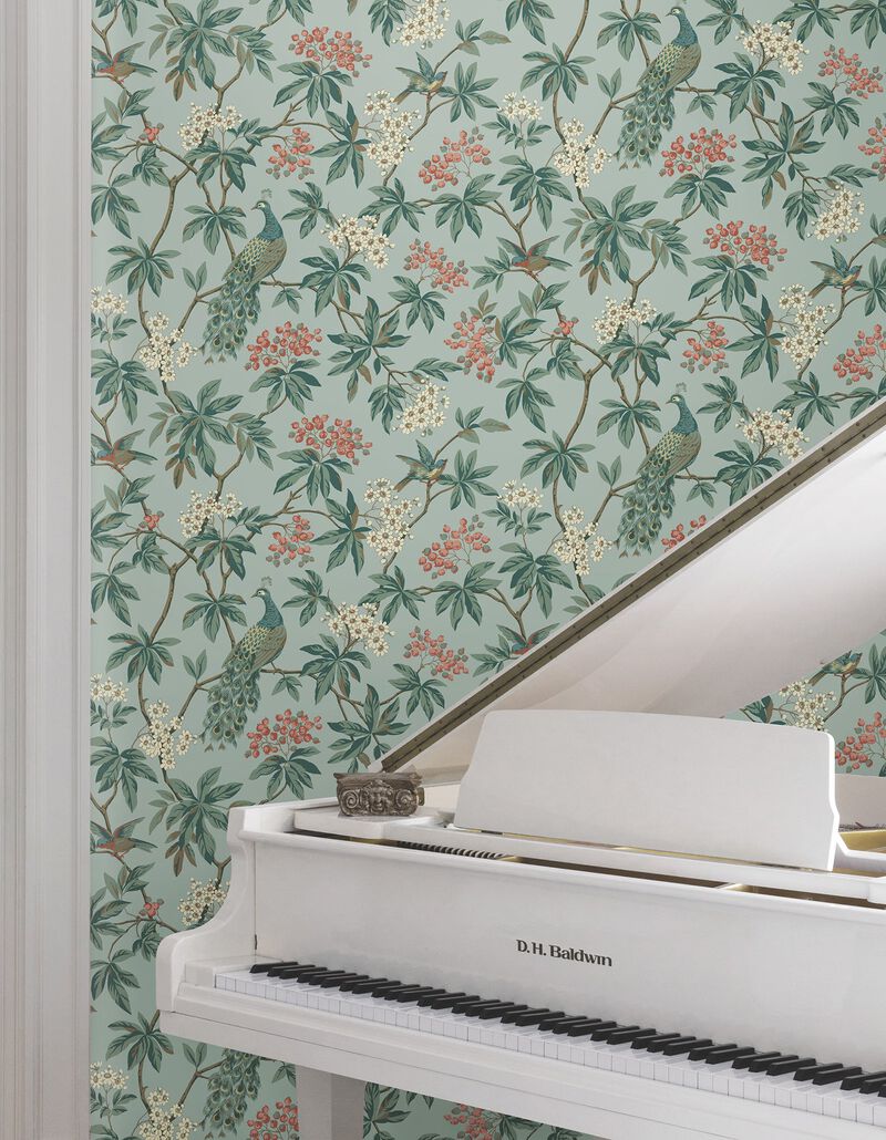 Peacock Estate Blue Wallpaper (Double Roll) image number 4