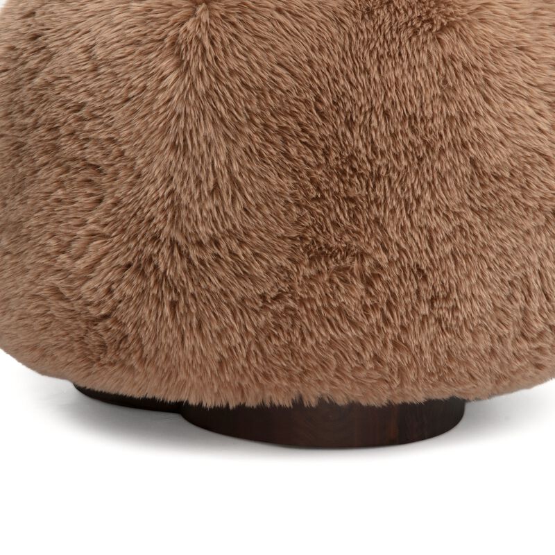 Oopa Cream Contract-Grade Straight Vegan Shearling Swivel Ottoman image number 4