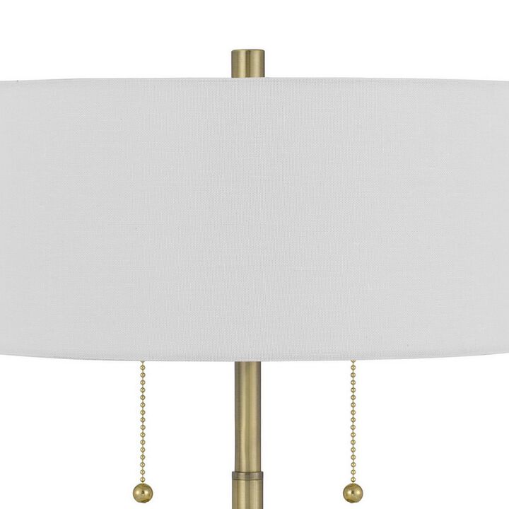 20 Inch Metal Table Lamp with Pull Chain Switch, Brass-Benzara