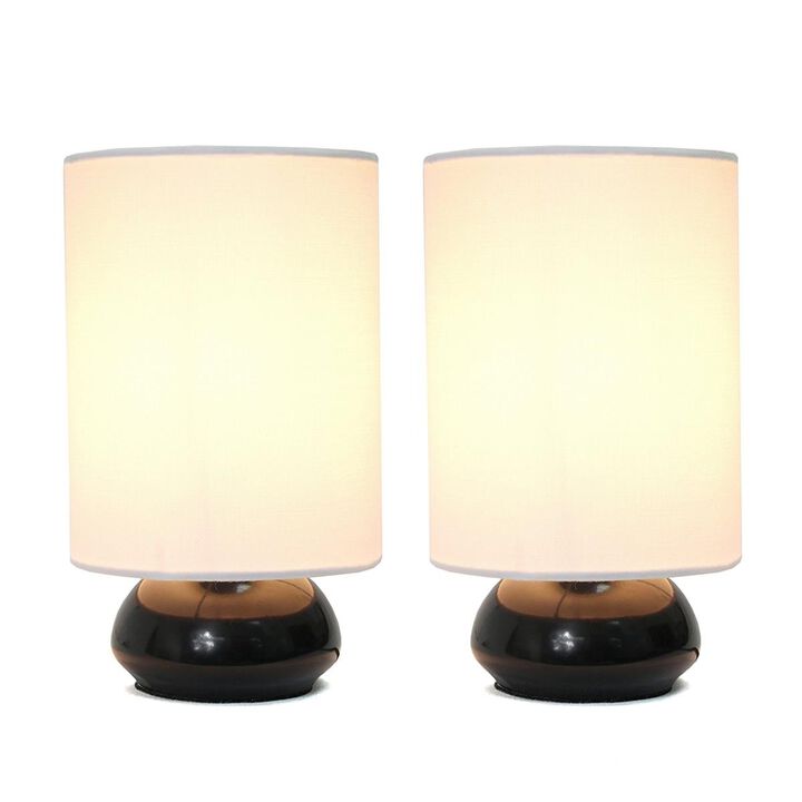 Simple Designs Gemini Colors 2 Pack Mini Touch Table Lamp Set with Fabric Shades,