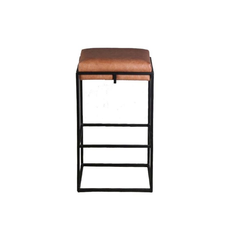World Interiors Melbourne 17" Cognac Top-Grain Leather Backless Counter Stool image number 0
