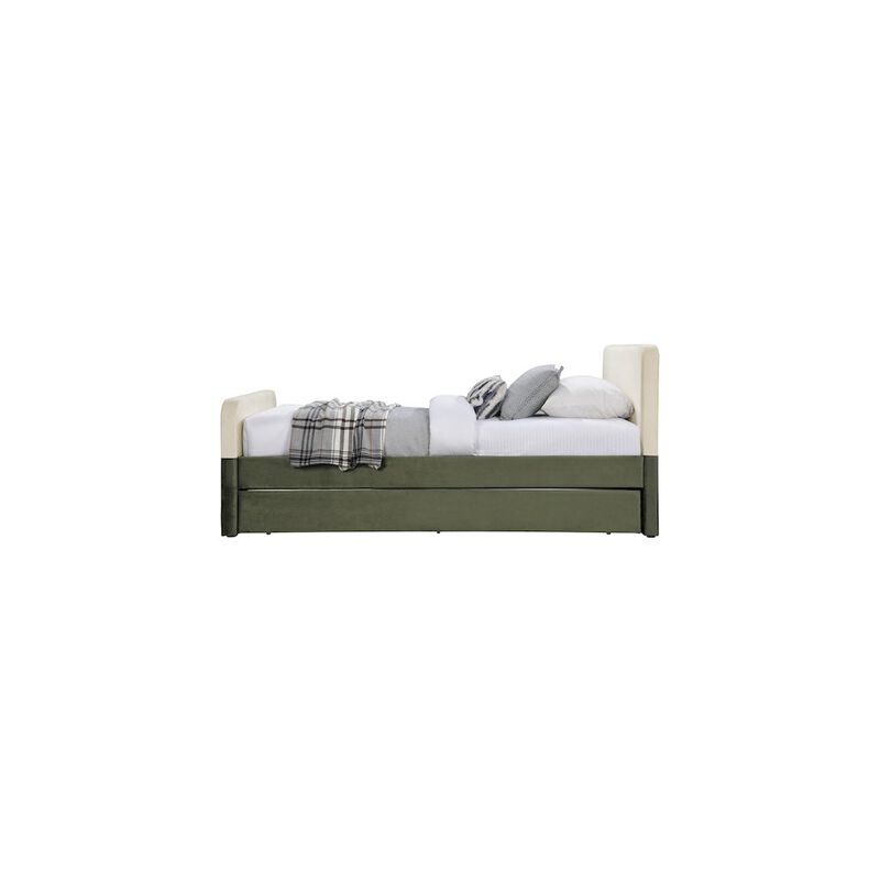 Meridian Furniture Ivy Olive & Cream Velvet Twin Trundle/Storage Bed