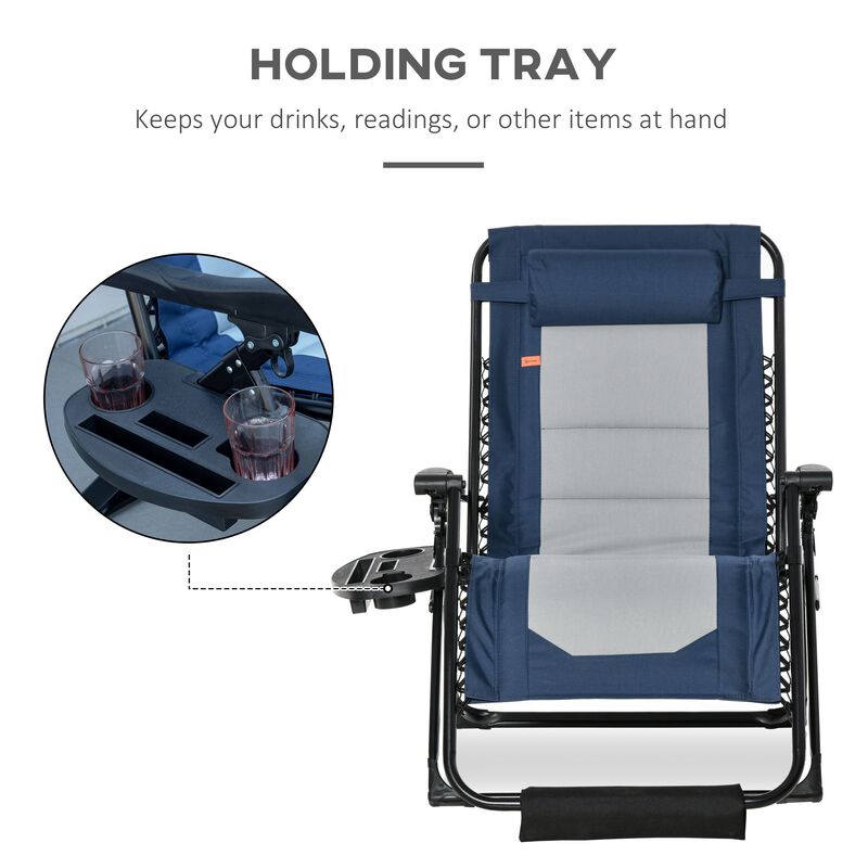 Blue Outdoor Relaxer: Zero Gravity Recliner with Cup Holder
