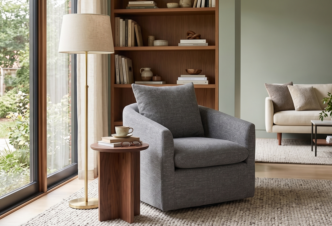 Jennie Swivel Chair in Charcoal