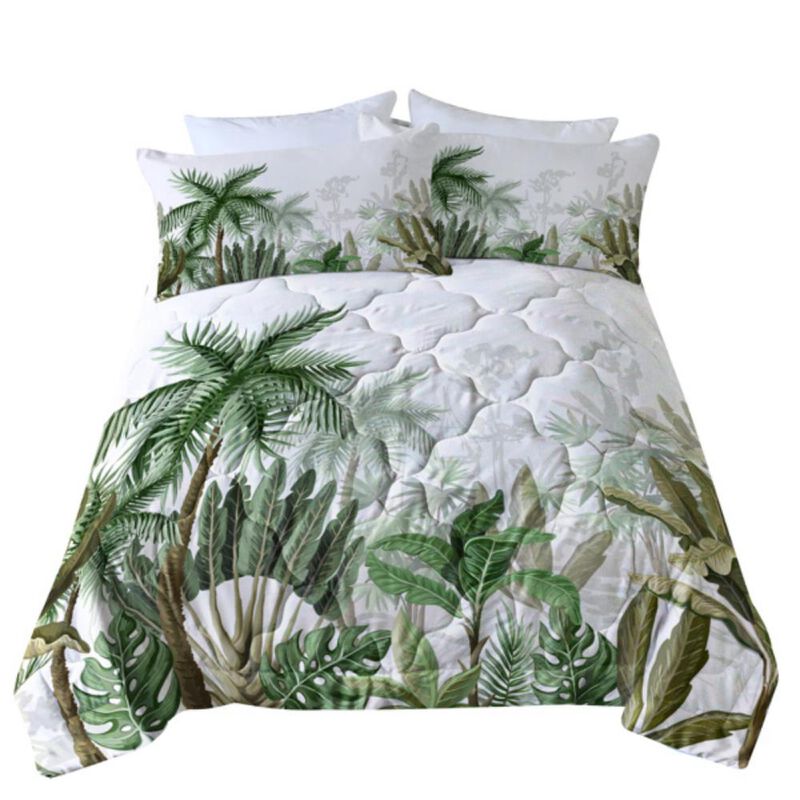 3-Piece Coconut Tree Comforter Set Tropical Palm Tree Bedding for a Relaxing Coastal Vibe image number 0
