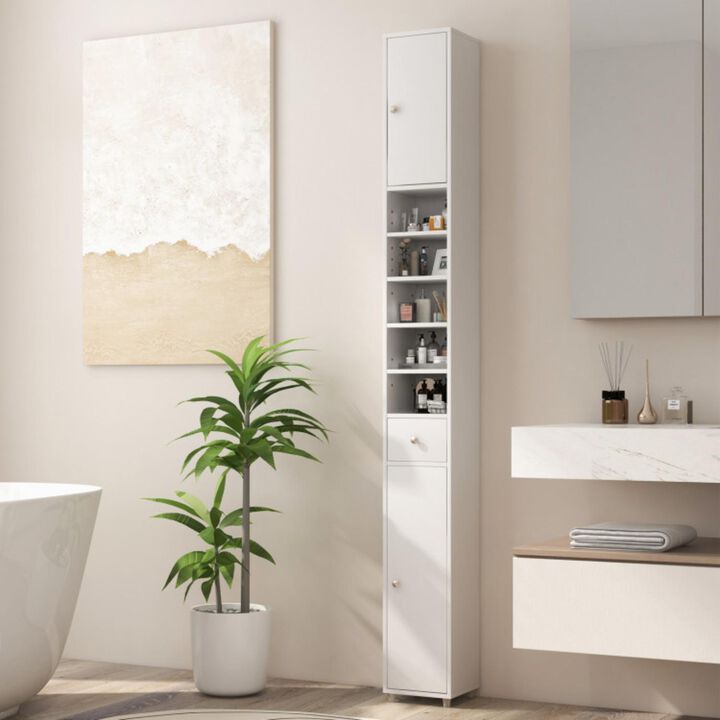 Hivvago Freestanding Slim Bathroom Cabinet with Drawer and Adjustable Shelves