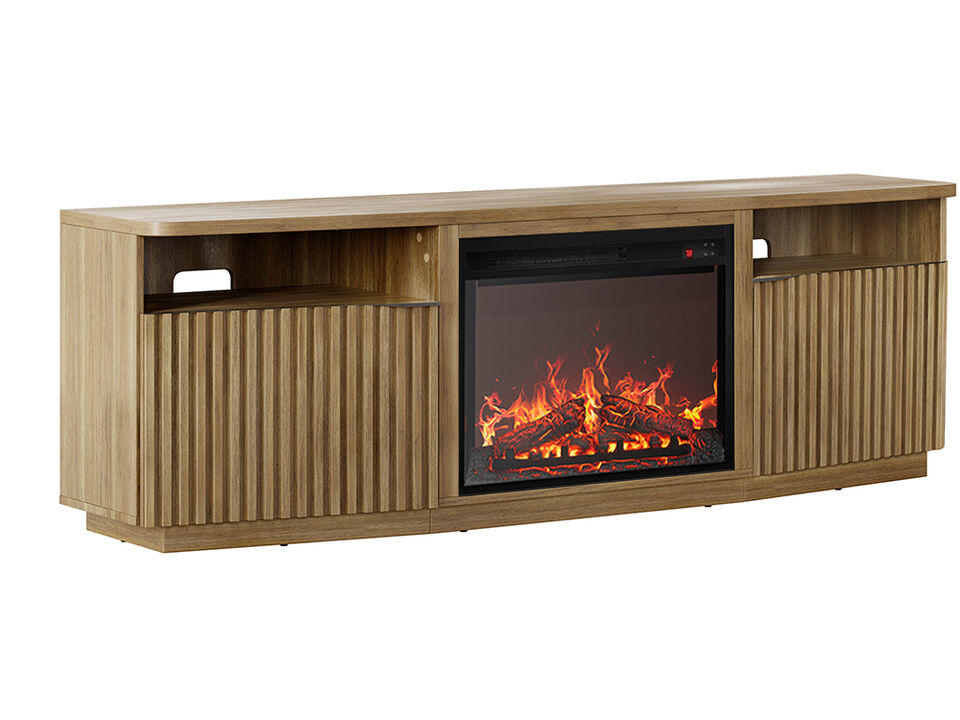 BELLEZE TV Stand with 23" Electric Fireplace Heater, 68" Entertainment Center for TV Up to 75",  Media Console Table with Cable Management for Living Room, Bedroom