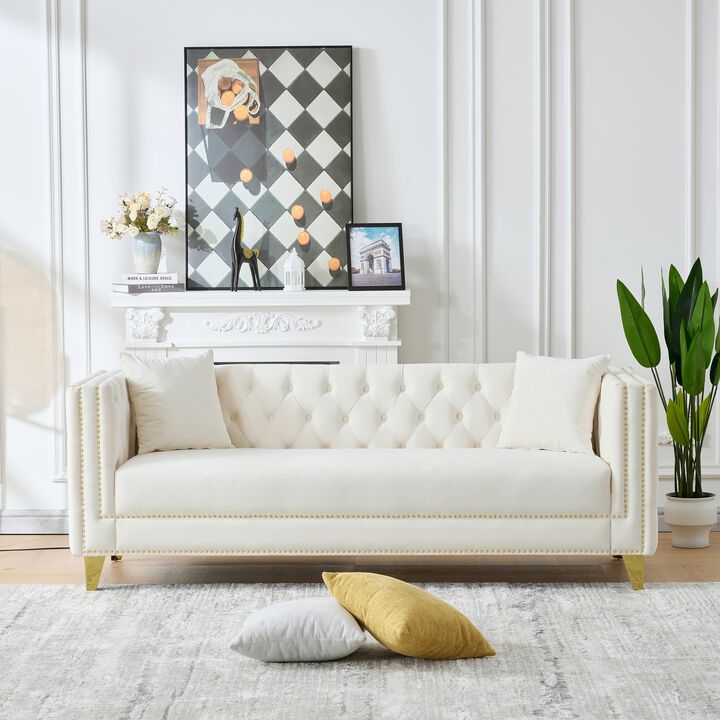 Pedbro Chesterfield Velvet Tufted Sofa