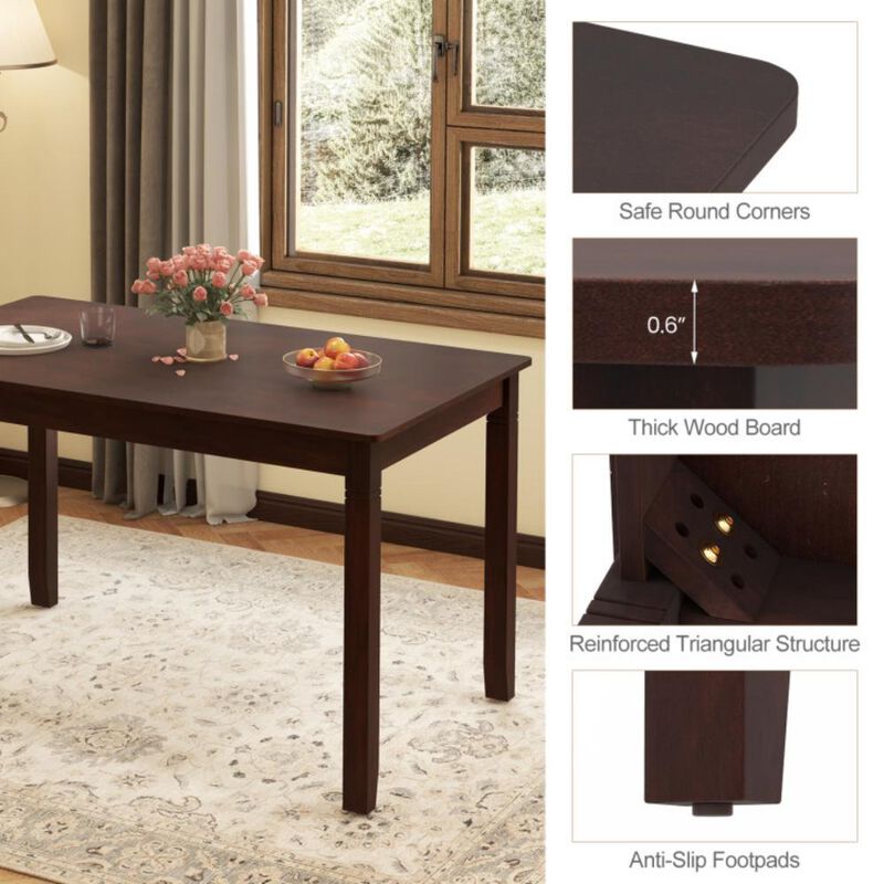 Compact Rectangular Dining Table for 4 People &ndash; Wood and Rubber Wood Legs image number 3