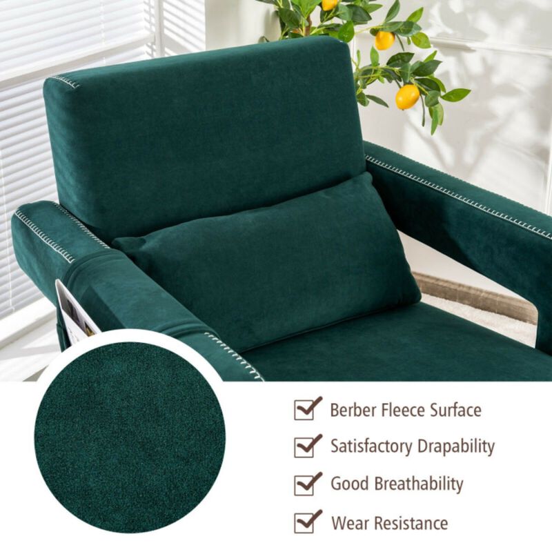 Modern Berber Fleece Single Sofa Chair with Ottoman and Waist Pillow