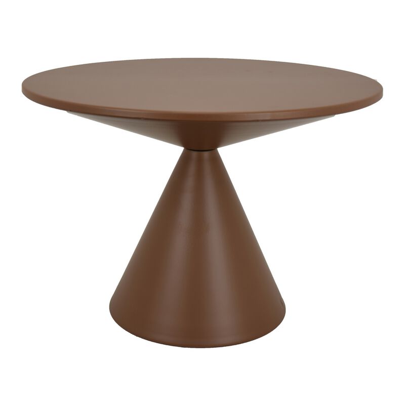 Jammy Plant Stand Table, Round 24 Inch Top, Brown Metal Cone Base - Benzara