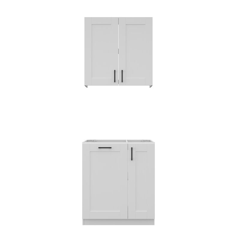 FUFU&GAGA Modern Kitchen Storage Sideboard with Tip-Drawer, Modular Cabinet Organizer, Black Metal Handles (30 in. W x 24.2 in. D x 64.6 in. H), White