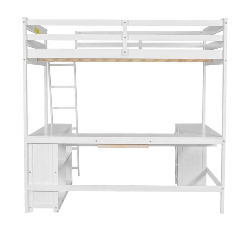 Merax Loft Bed with Desk  and Storage Shelves