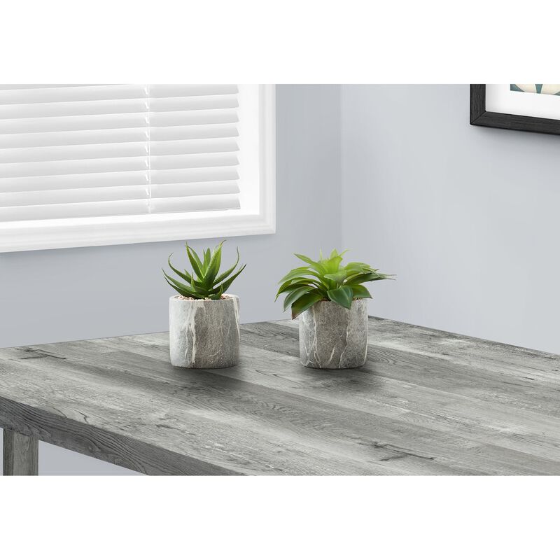 Monarch Specialties I 9586 - Artificial Plant, 6" Tall, Succulent, Indoor, Faux, Fake, Table, Greenery, Potted, Set Of 2, Decorative, Green Leaves, Grey Cement Pots image number 1