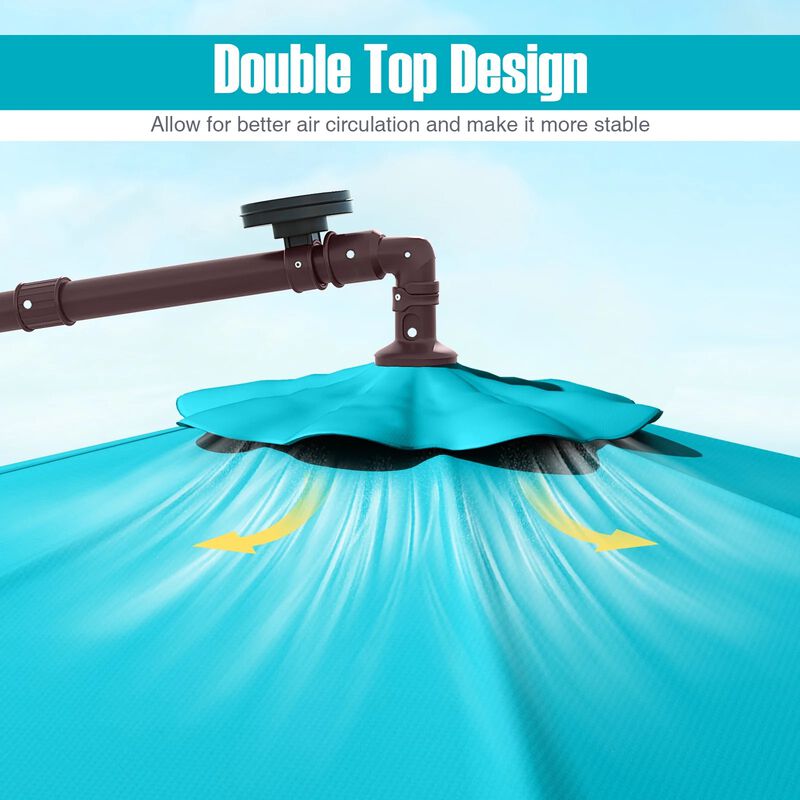 10 Ft Patio Umbrella Offset Cantilever Umbrella with 40 Solar Powered Lights image number 6