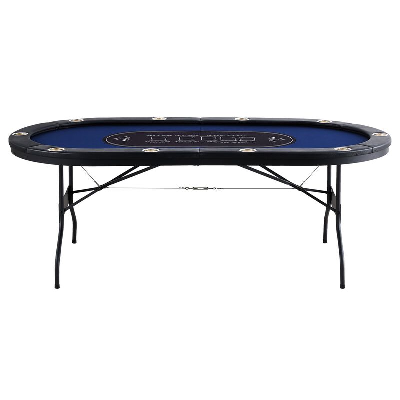 10-Player Foldable Poker Table with Padded Rails and Cup Holders for Card Games image number 0