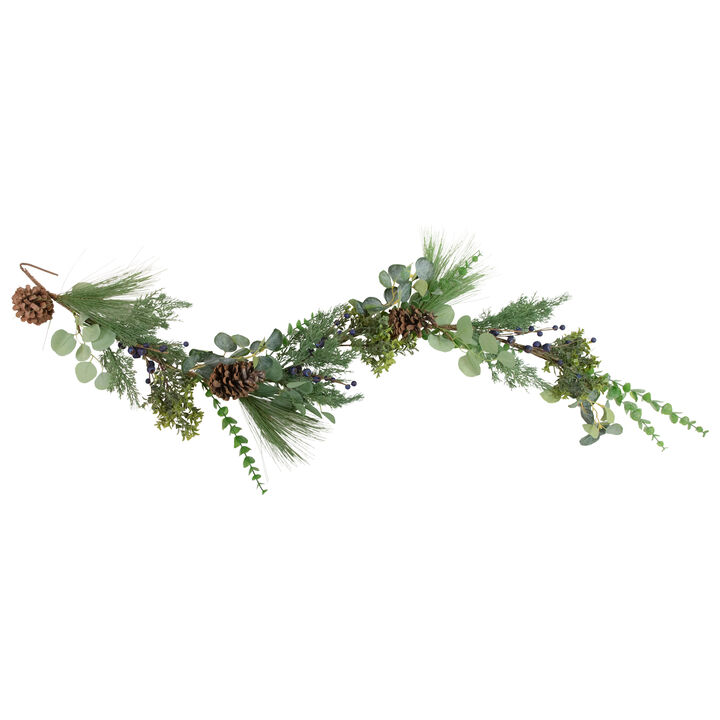 5ft Blueberry Eucalyptus Pine Artificial Christmas Garland - Unlit