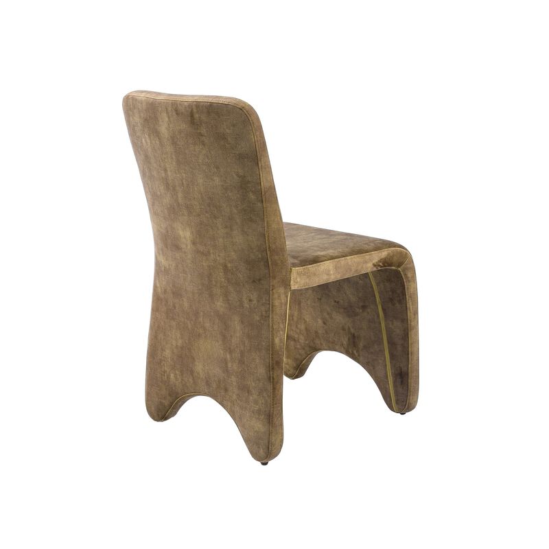 Cid Lou 19 Inch Side Dining Chair Set of 2, Brown Polyester, Panel Frame image number 3