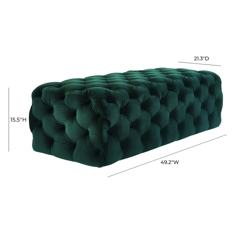 TOV Furniture The Kaylee Collection Modern Style Living Room Jumbo Velvet Upholstered Button Tufted Ottoman, Green image number 2