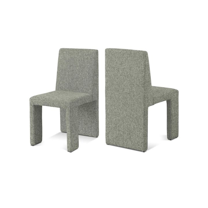 Meridian Furniture Benson Green Linen Textured Fabric Dining Chair, Set of 2