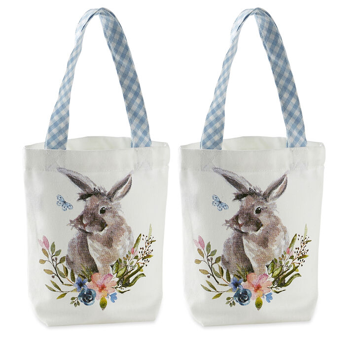 Set of 2 Off-White  Brown  and Green DII Easter Bunny Gift Bags  9"