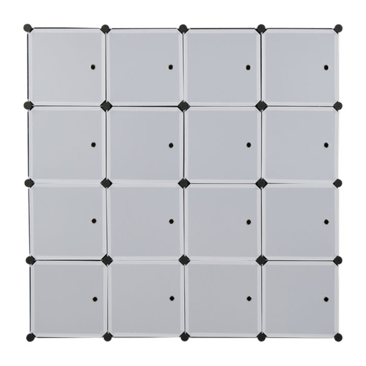 Multi-Functional  Plastic Storage Organizer, Modular Closet Cabinet with Doors & Clothes Rails
