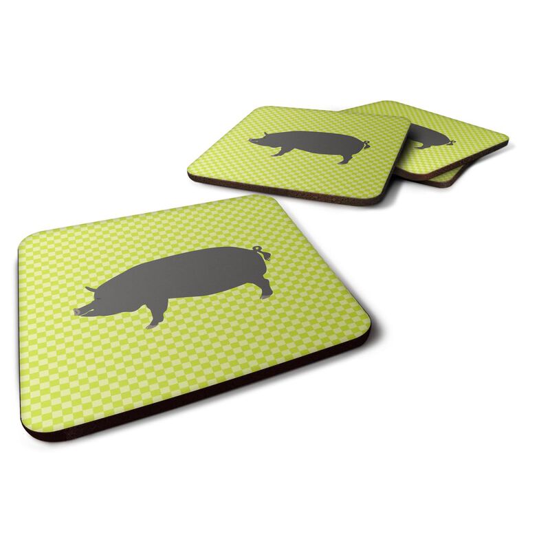 Caroline's Treasures Berkshire Pig Green Decorative coasters, 3.5, Multicolor