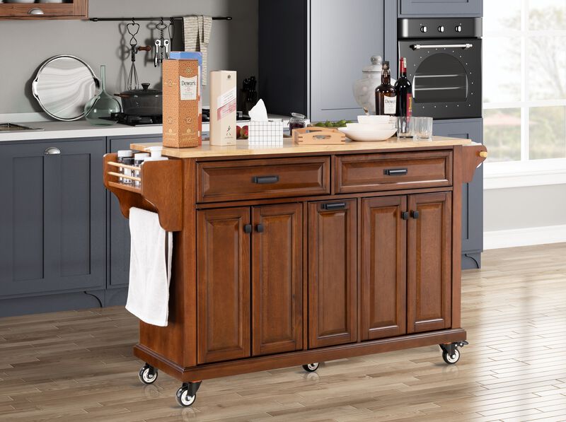 Streamdale Cambridge Natural Wood Top Kitchen Island with Storage