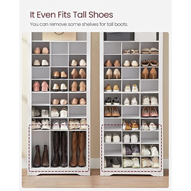 Entryway Shoe Storage Cabinet 10 Tier White Vasagle Rack Organizer image number 3