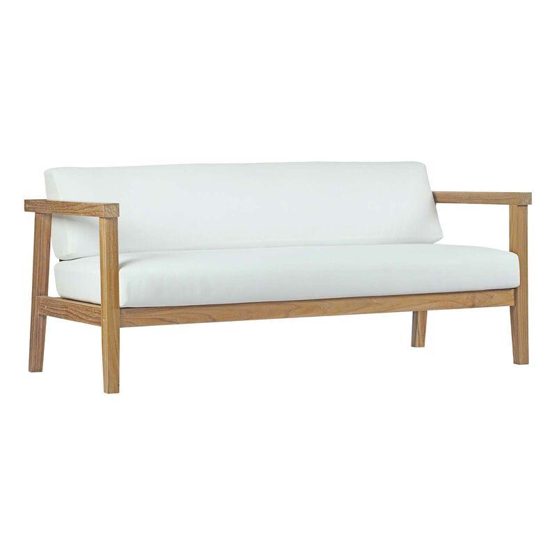 Modway - Bayport Outdoor Patio Teak Sofa Natural White image number 0