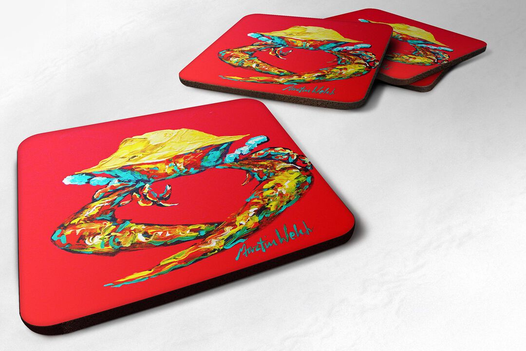 Caroline's Treasures MW1040FC Crab Long Claw Foam Coasters (Set of 4), 3.5 H x 3.5 W, Multicolor