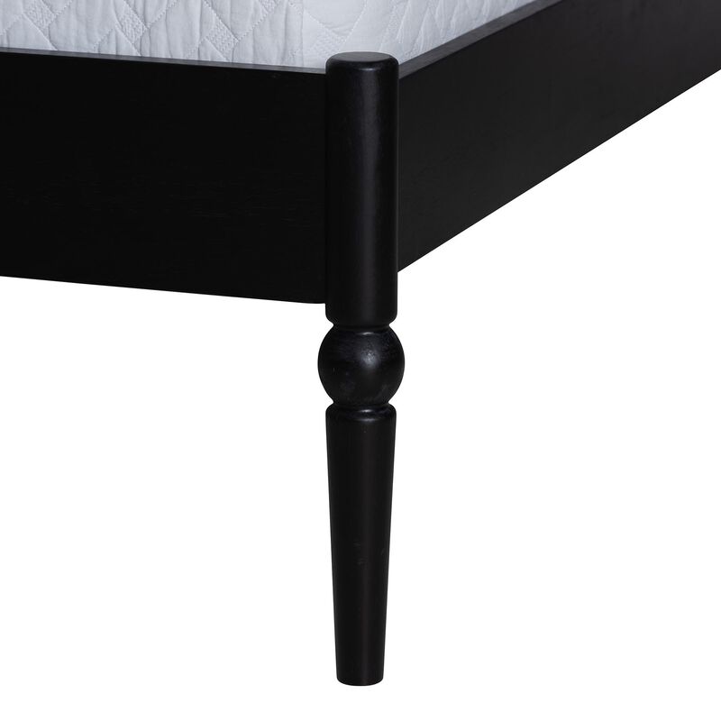 Baxton Studio Brantley Spindle Platform Bed - Farmhouse Bed Frame with Scalloped Headboard and Turned Posts image number 4
