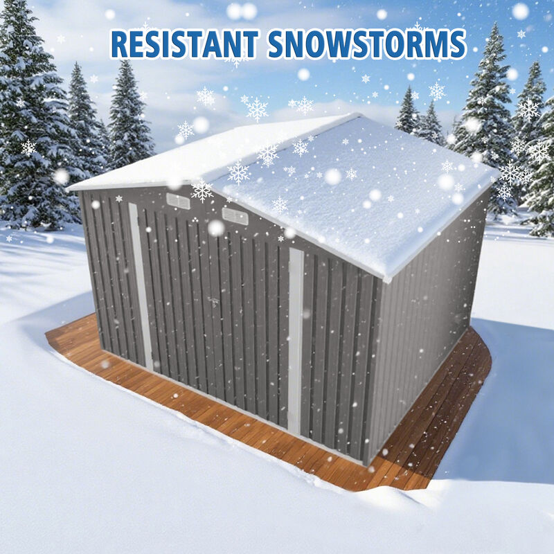 10x8 FT Large Metal Storage Shed, Lockable Door and Air Vent, Clear Window image number 7