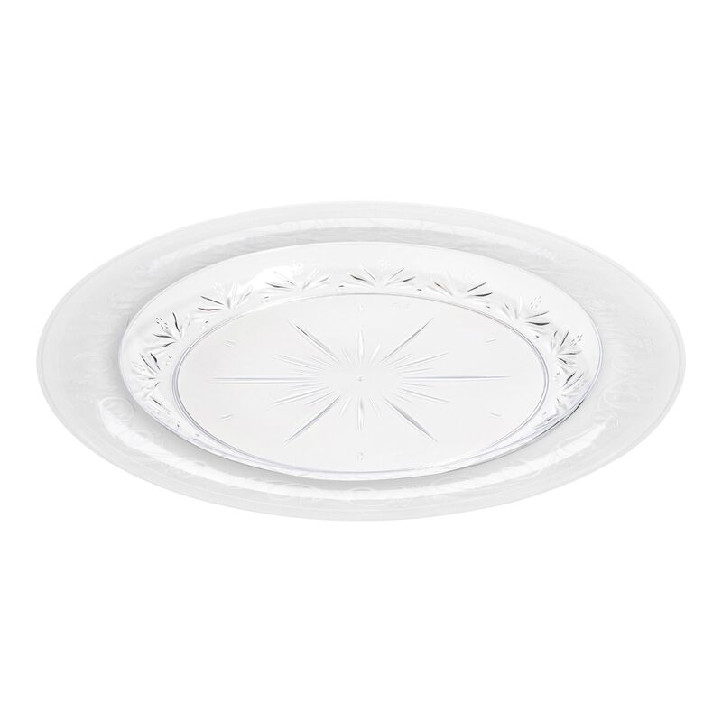 Clear Floral Round Plastic Dinnerware Value Set (120 Sets) image number 0