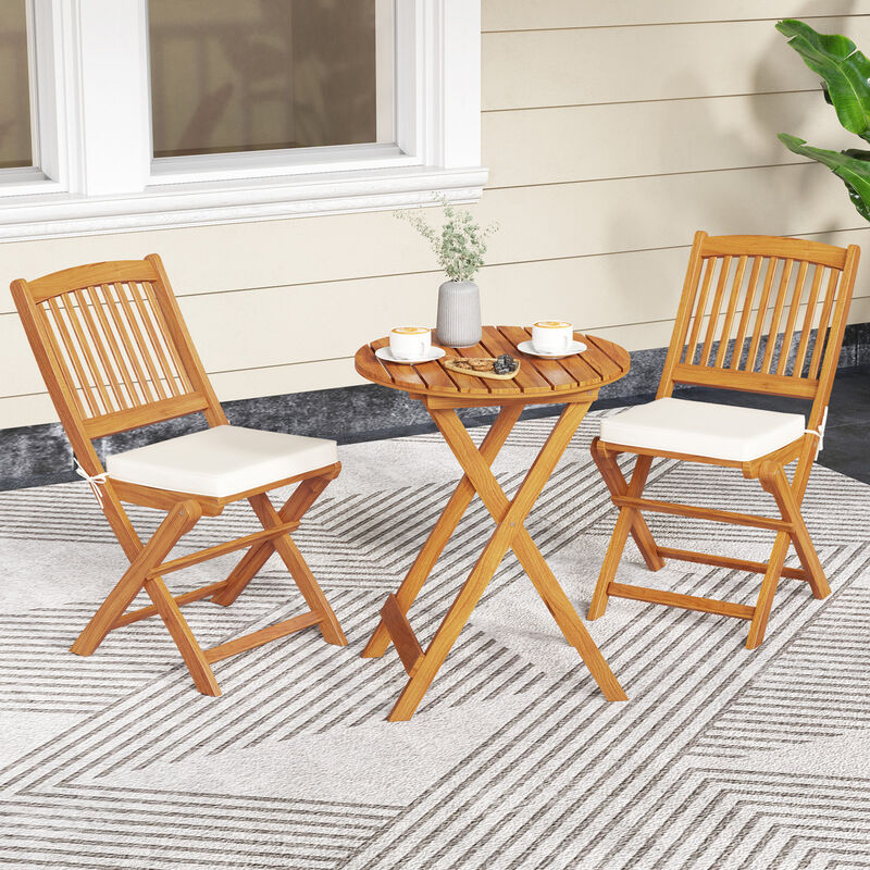 Outdoor Folding Chairs with Seat Cushions Set of 2